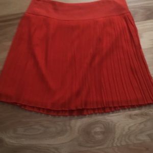 Orange pleated lined skirt Ann Taylor Loft